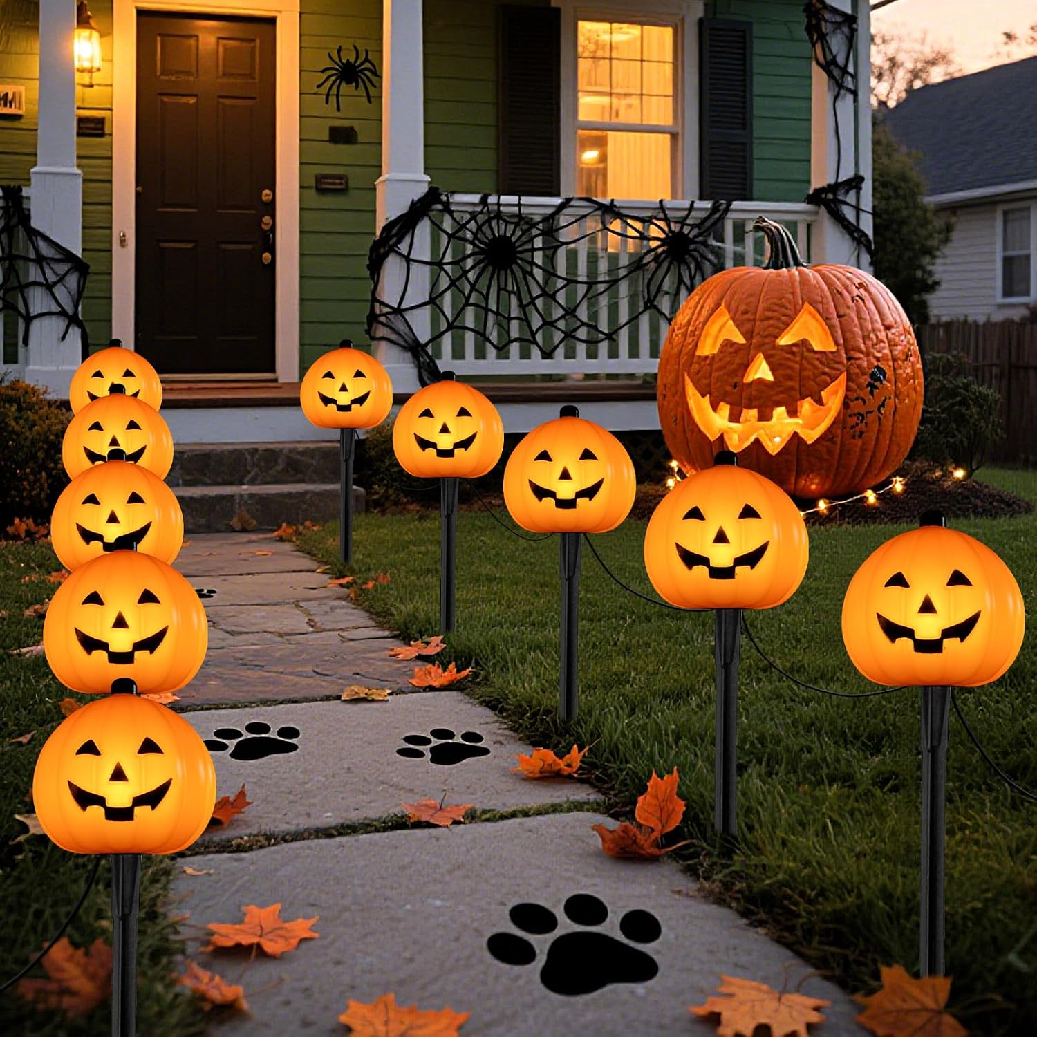 10.5FT Halloween Pathway Lights, 5PK LED Elf Stake Lights | IP65, UL Certified, Connectable Halloween Elf Pathway Marker Lights for Lawn Walkway Driveway Halloween Decorations