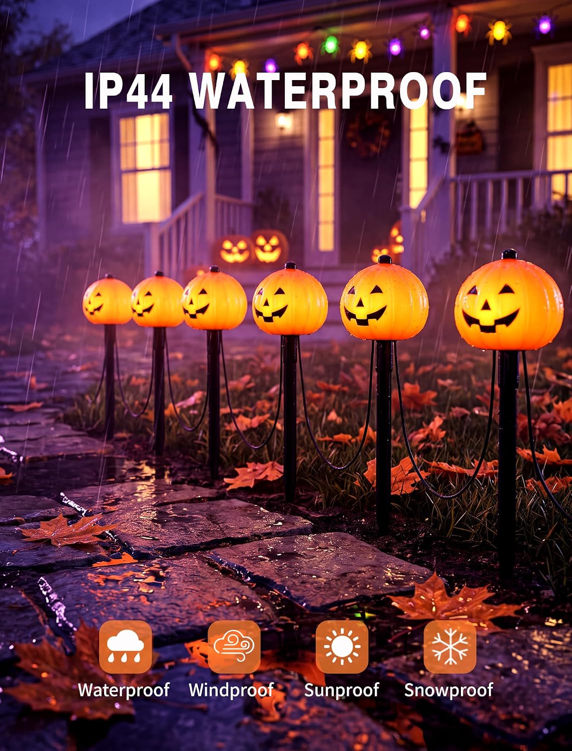 10.5FT Halloween Pathway Lights, 5PK LED Elf Stake Lights | IP65, UL Certified, Connectable Halloween Elf Pathway Marker Lights for Lawn Walkway Driveway Halloween Decorations