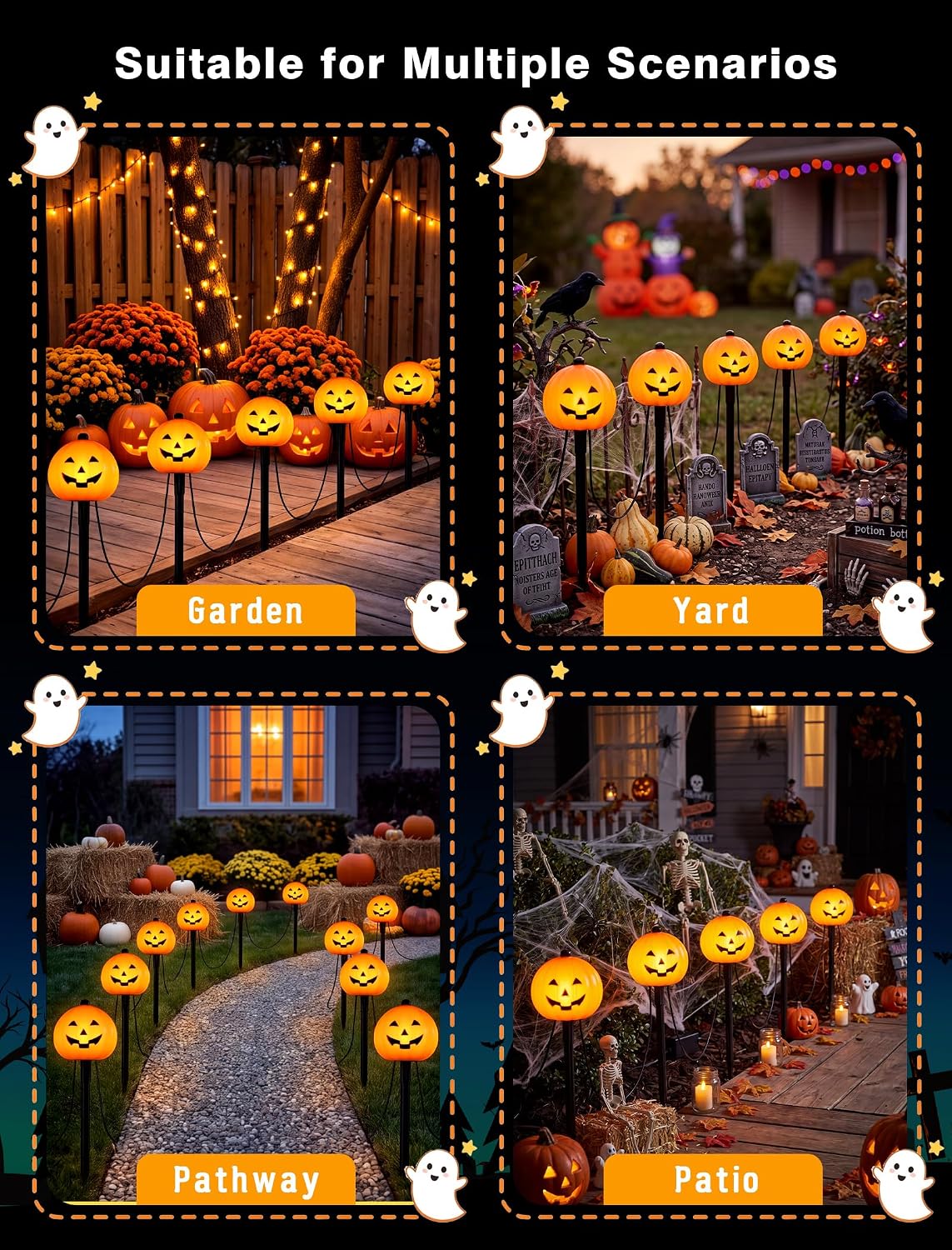10.5FT Halloween Pathway Lights, 5PK LED Elf Stake Lights | IP65, UL Certified, Connectable Halloween Elf Pathway Marker Lights for Lawn Walkway Driveway Halloween Decorations