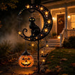 Solar Halloween Black Cat Garden Stake Light, Pumpkin Moon Yard Decor，#A | Solar-Powered Halloween Garden Stake with Glowing Pumpkin, Black Cat and Moon Design Festive Outdoor Yard Lawn Pathway Decor
