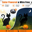 Fumete 4 Set Halloween Solar Pumpkin Cat Pathway Light, Outdoor Stake Decor | Halloween Black Cat Yard Stakes, Pumpkin Pathway Candles Lights, Wire Free Waterproof, Garden Patio Yard Lawn Outdoor Decor