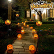 Afirst Halloween Pumpkin Pathway Solar Lights Handblown Glass Halloween Jack O Lantern Yard Display Solar LED Outdoor Décor Front Porch Decor 2 Pack, Orange