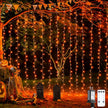 JMEXSUSS 300LED Orange Halloween Curtain Lights with Remote