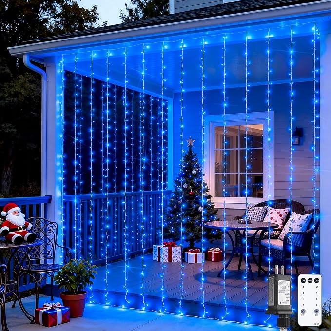JMEXSUSS 300LED Orange Halloween Curtain Lights with Remote