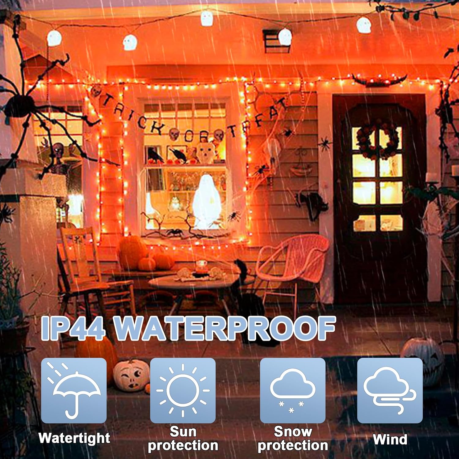 LAMPHOME 165ft Halloween Lights, 500 LED Transparent Wire Fairy Starry String Light Plug in, 16Lighting Modes for Indoor Outdoor Xmas Tree Wedding Party Decoration