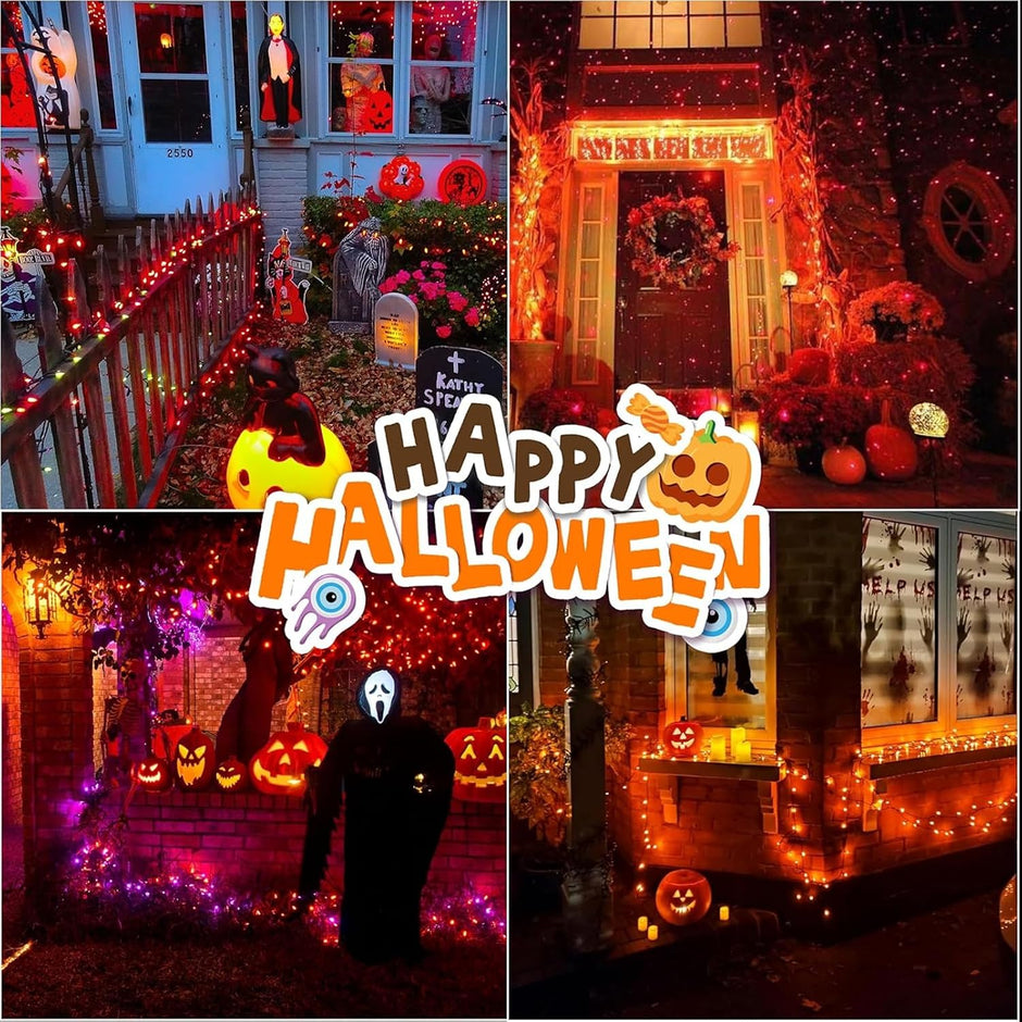 LAMPHOME 165ft Halloween Lights, 500 LED Transparent Wire Fairy Starry String Light Plug in, 16Lighting Modes for Indoor Outdoor Xmas Tree Wedding Party Decoration
