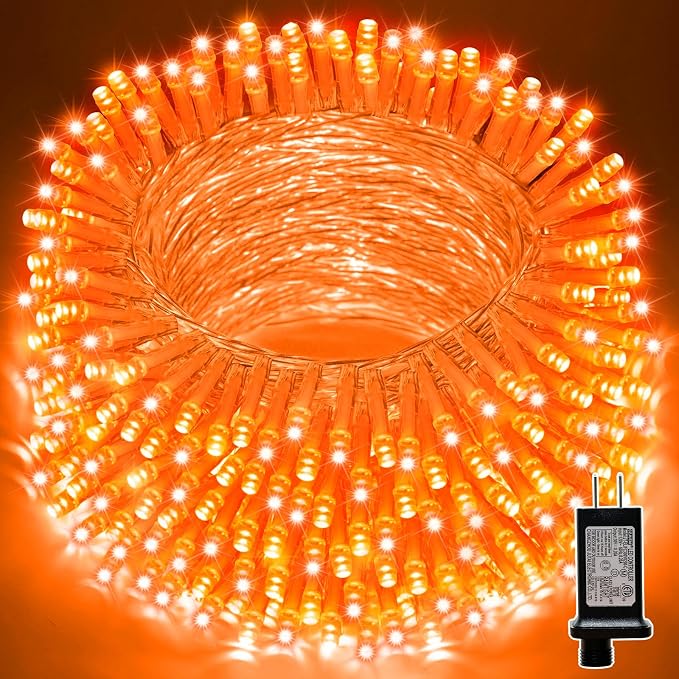 LAMPHOME 165ft Halloween Lights, 500 LED Transparent Wire Fairy Starry String Light Plug in, 16Lighting Modes for Indoor Outdoor Xmas Tree Wedding Party Decoration