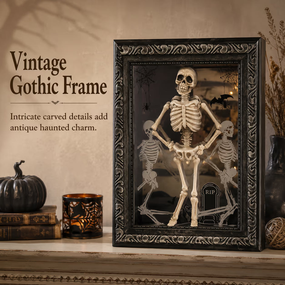 💀Dancing Skeleton Infinity Mirror Frame | Stunning Depth LED Decor, Perfect Halloween Gift For Gothic Style Fans