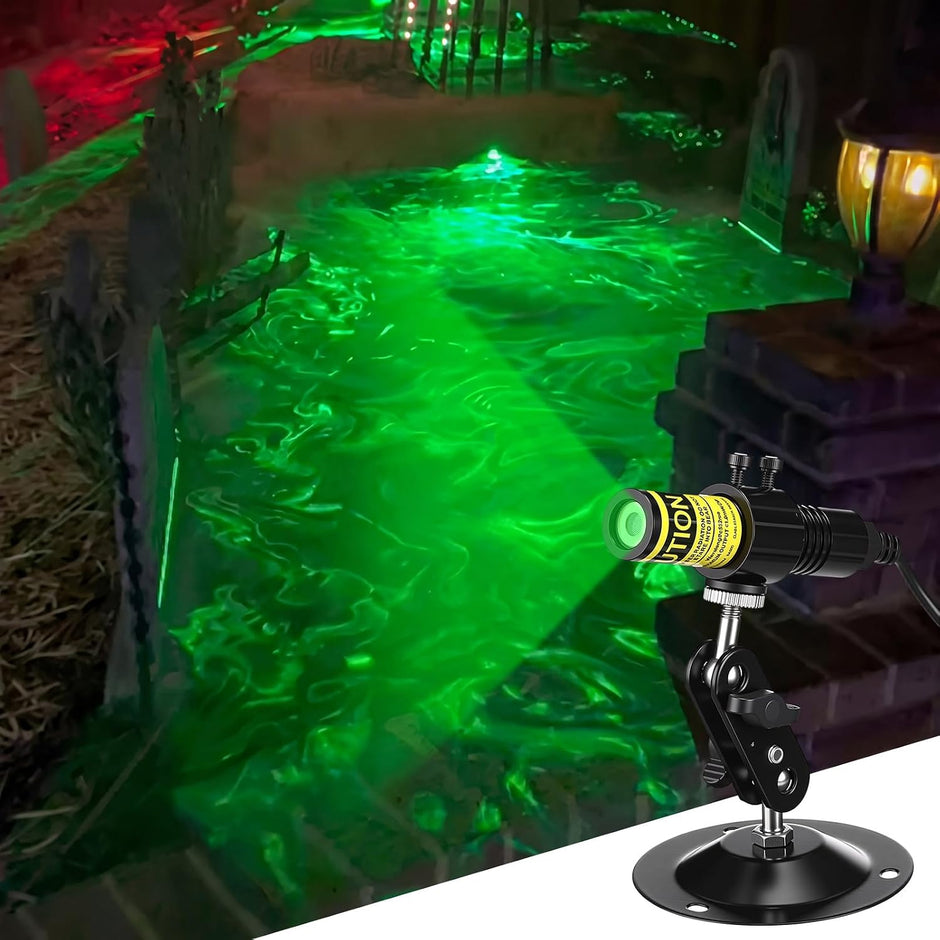 Aurelema 1 Pack Green Laser Halloween Module Generator with Timer,Green | Halloween Projector Light, Work with Low Lying Fog Machine (Not Included), IP67 Waterproof Outdoor Scary House Garden Decor