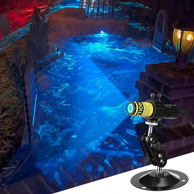 Aurelema 1 Pack Green Laser Halloween Module Generator with Timer,Green | Halloween Projector Light, Work with Low Lying Fog Machine (Not Included), IP67 Waterproof Outdoor Scary House Garden Decor